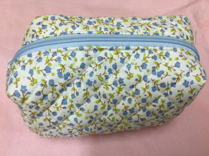 Blue Floral Makeup Bag