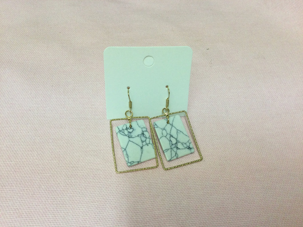 Gold & Marble Dangle Earrings