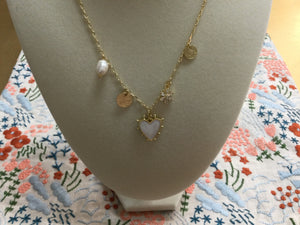 Pearly Heart Charm Necklace