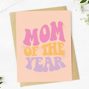 "Mom of the year" lettering greeting card