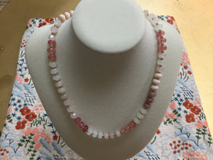 Pink Glass Bead Necklace
