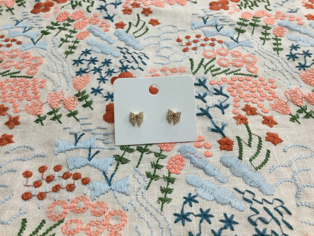 Pearl Bow Stud Earrings