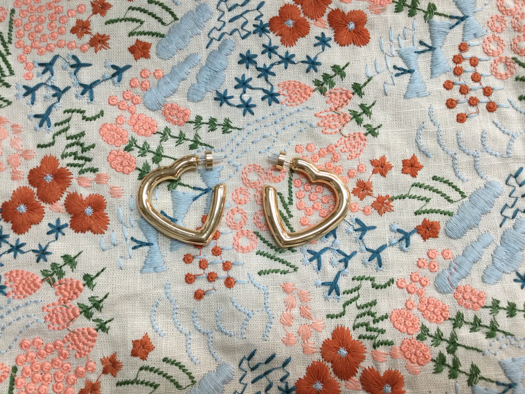 Chunky Gold Heart Earrings