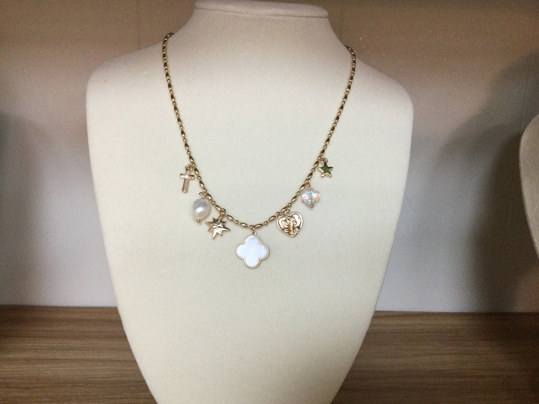Gold & Clover Charm Necklace