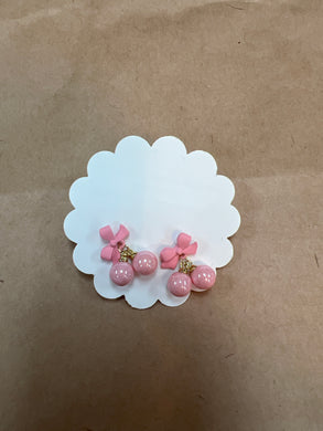 Pink Pearls and Bows Earrings
