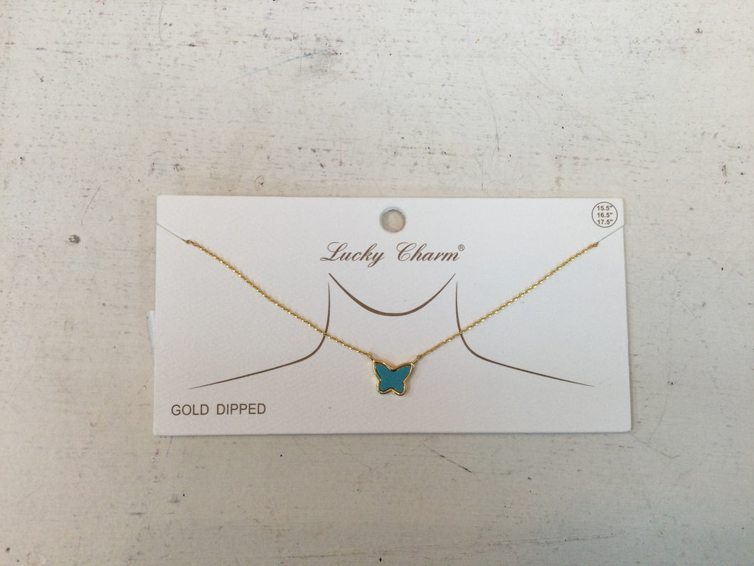 ￼ Turquoise Gold Butterfly Necklace