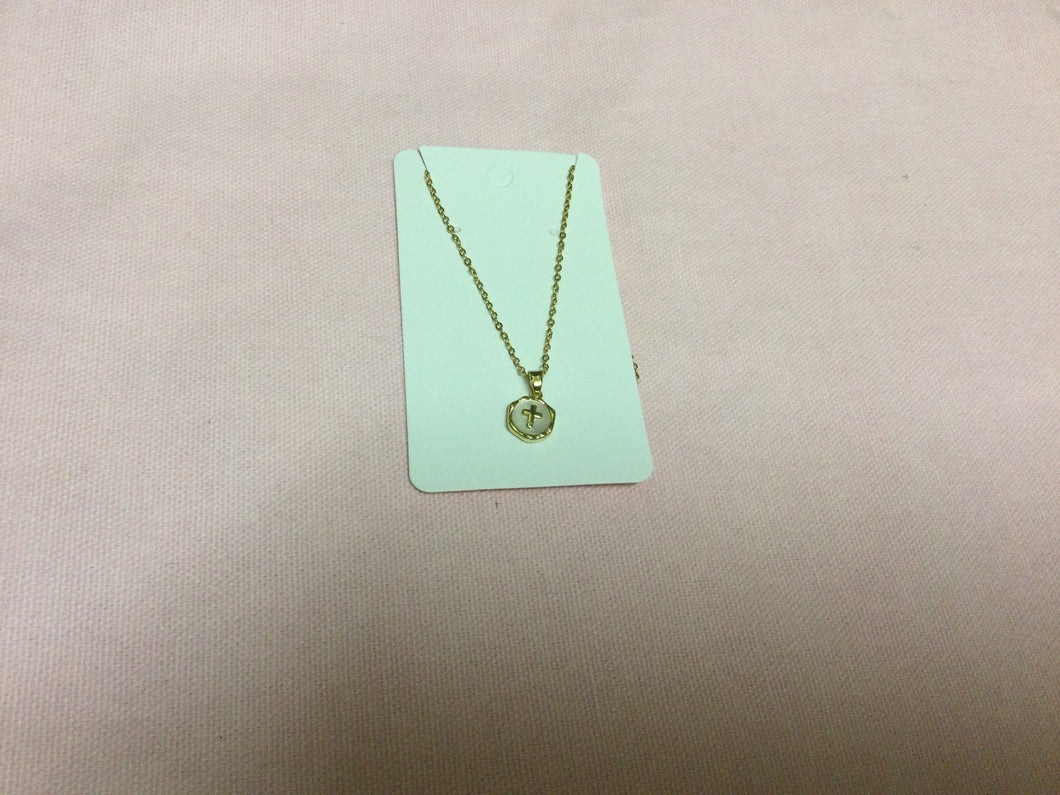 Pearly Gold Cross Necklace