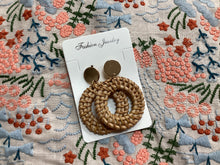 Load image into Gallery viewer, Woven Wooden Gold Earrings