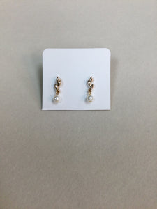 Gold Vine and Pearl Earrings
