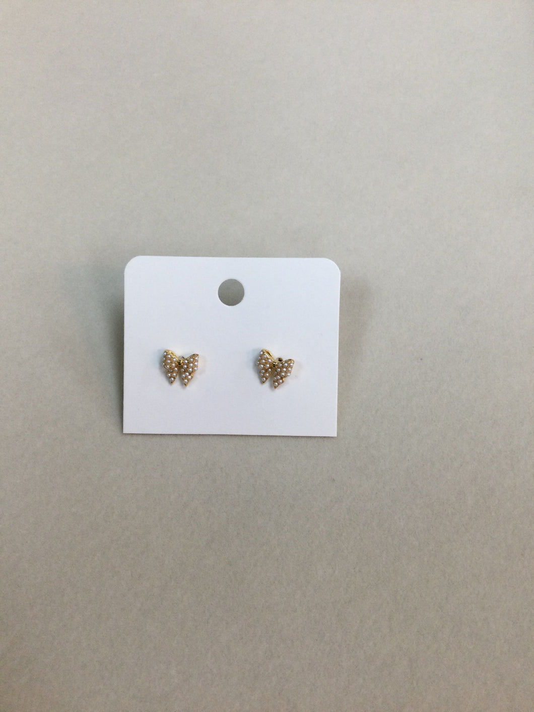 Gold Pearl Mini Bow Earrings