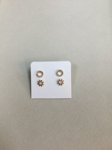 Gold Circle & Sun Earring Set