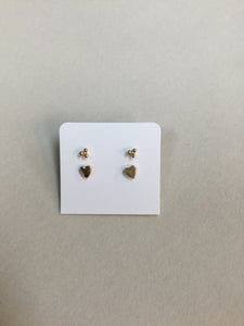 Three Beaded Stud & Heart Earring Set