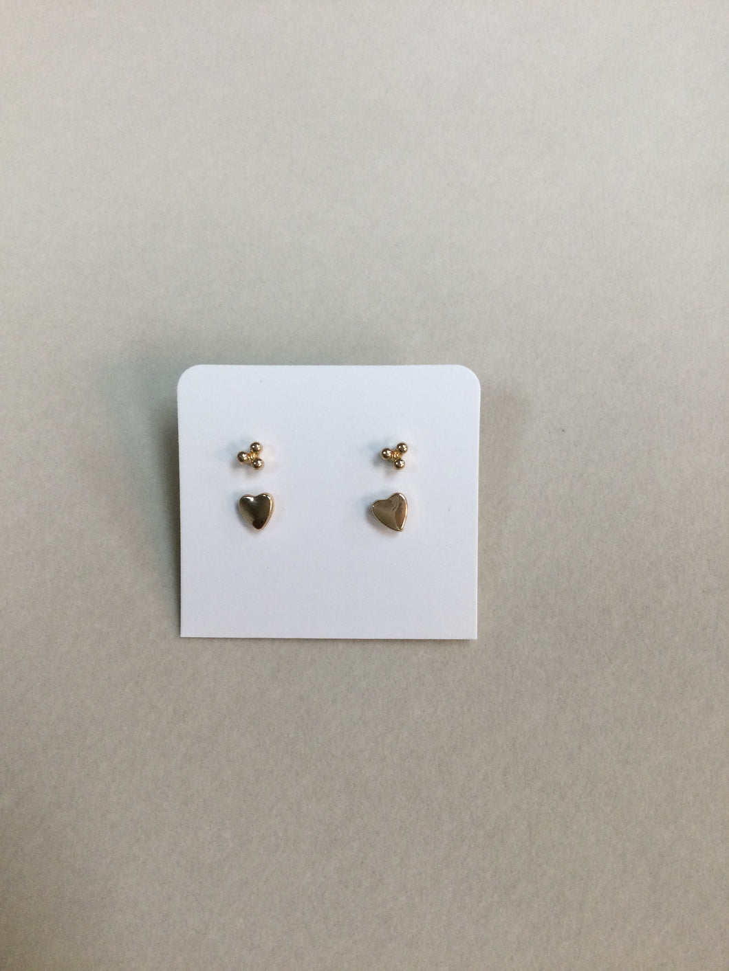 Three Beaded Stud & Heart Earring Set